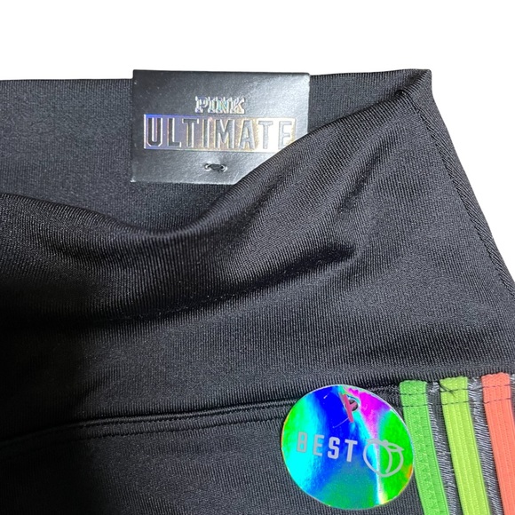 PINK Victoria’s Secret Ultimate Classic Bike Short Black Rainbow Stripes Small - Picture 6 of 6